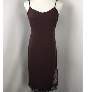 Leith Slip Dress with Lace- Burgundy/Maroon - Size: M
